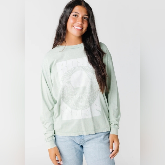 ROXY 100% Cotton Surf Tropic Oversized Long Sleeve Tee, Size XSmall, NWT - Picture 2 of 8